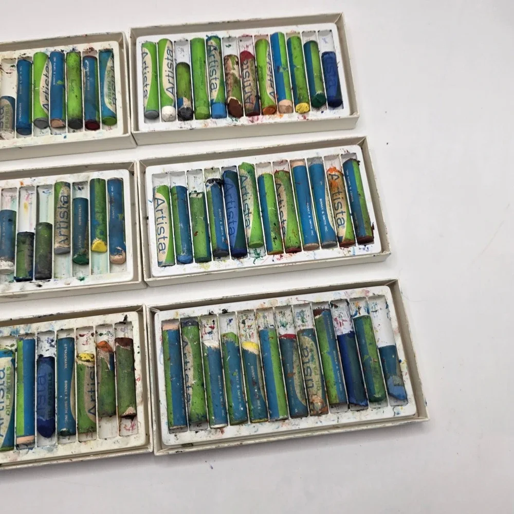 Binney & Smith Artista Oil Pastels 12 Vivid Colors Vintage Art Supplies Lot of 6